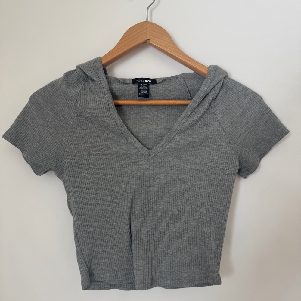 Fashion Nova Gray Ribbed Crop Top